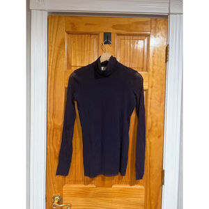 Fuzzi Purple Sheer Mesh Turtleneck Top Stretch Nylon Long Sleeve Womens L Italy